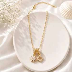 Flower charm pendant chain