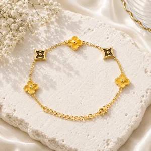 Black-Gold Clover Bracelet