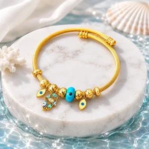 Evil eye with Hamsa Charm bracelet